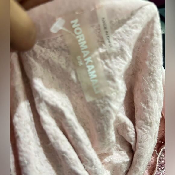 NORMA KAMALI SEQUINED OFF-SHOULDER TOP IN METALLIC ROSE - Picture 9 of 11